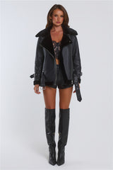 Whispers In The Dark Faux Leather Fur Jacket Black