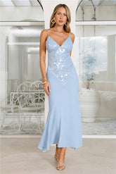 Sea Glow Sequin Maxi Dress Blue