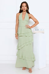 Power Glow Halter Maxi Dress Sage