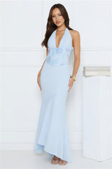 Silver Lining Love Halter Maxi Dress Blue