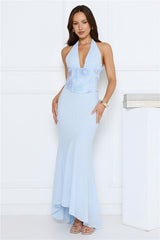 Silver Lining Love Halter Maxi Dress Blue