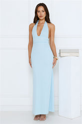 Palm Avenue Halter Maxi Dress Blue