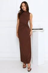 Radiant Petal Maxi Dress Brown
