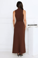 Radiant Petal Maxi Dress Brown