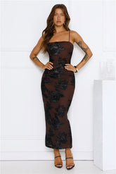 Estelle Mesh Maxi Dress Brown