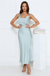 Pretty in Passion Satin Maxi Dress Sage