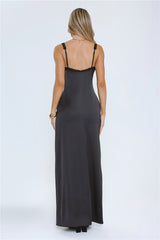 The Midnight Edit Satin Maxi Dress Black