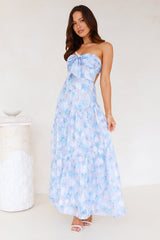 Ethereal Spring Strapless Maxi Dress Blue