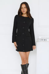 Winter Winner Long Sleeve Mini Dress Black