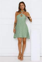 Sunset Muse Halter Mini Dress Sage