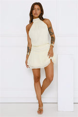 On Her Level Halter Mini Dress Yellow