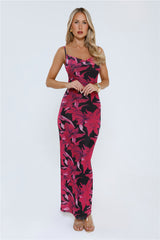 Flower Spark Mesh Maxi Dress Pink