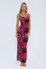 Flower Spark Mesh Maxi Dress Pink