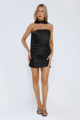 Spoiler Alert Satin Neck Wrap Top Black