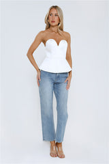 Ultimate Style Star Strapless Satin Top White