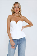 Ultimate Style Star Strapless Satin Top White