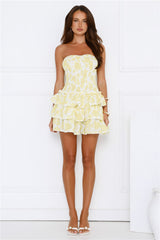 Sunshine Chic Strapless Mini Dress Yellow