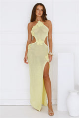 Monaco Sun Knit Halter Maxi Dress Yellow