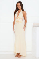 Silver Lining Love Halter Maxi Dress Yellow
