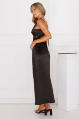 That Girl Theory Satin Maxi Dress Black