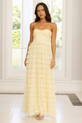 Lovers In Paris Strapless Tulle Maxi Dress Yellow