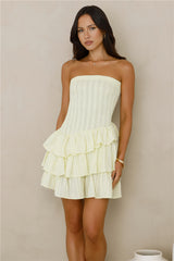 Run This Night Strapless Mini Dress Yellow