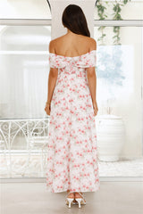 Pink Fantasy Off The Shoulder Maxi Dress Pink