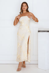Iconic Influence Strapless Mesh Maxi Dress Yellow