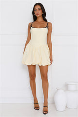 Style Icon Bubble Mini Dress Yellow