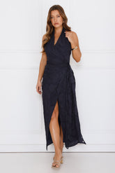 Dazzling Dusk Halter Maxi Dress Navy