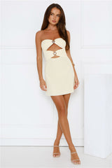 Seashell Island Strapless Mesh Mini Dress Yellow