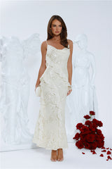 Glitter Gaze Sequin Maxi Dress Cream