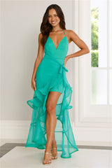Sparkling Romance Halter Maxi Dress Green