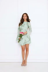 Love Notes Only Long Sleeve Mini Dress Sage