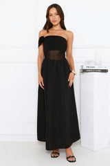 Luxe Whimsy Off Shoulder Maxi Dress Black