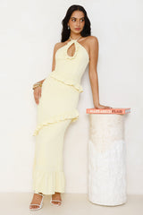 Mango Mojito Halter Maxi Dress Yellow
