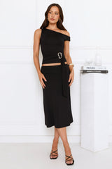 Starlit Muse Midi Skirt Black