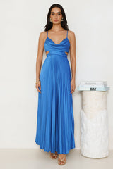 Solara Satin Maxi Dress Blue