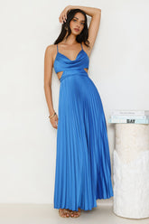 Solara Satin Maxi Dress Blue
