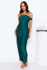 Love Club Strapless Satin Maxi Dress Green