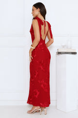 Golden Doll Mesh Maxi Dress Red