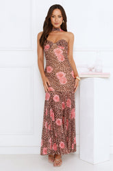 Styled To Swoon Strapless Maxi Dress Leopard
