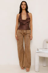 Serenity Sands Satin Halter Top Brown