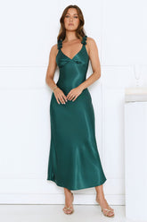 Petal Haze Satin Maxi Dress Teal