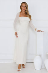 Hot Girl Habits Long Sleeve Maxi Dress Beige