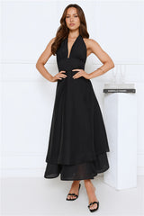 Opal Glow Halter Maxi Dress Black