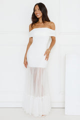 Moonbeam Reverie Off Shoulder Maxi Dress White