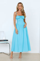Whimsical Woods Maxi Dress Aqua