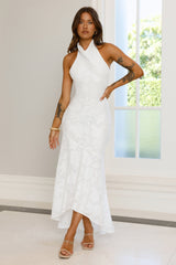 Hints Of Wildflowers Halter Maxi Dress White
