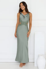 Satin Embrace Maxi Dress Sage